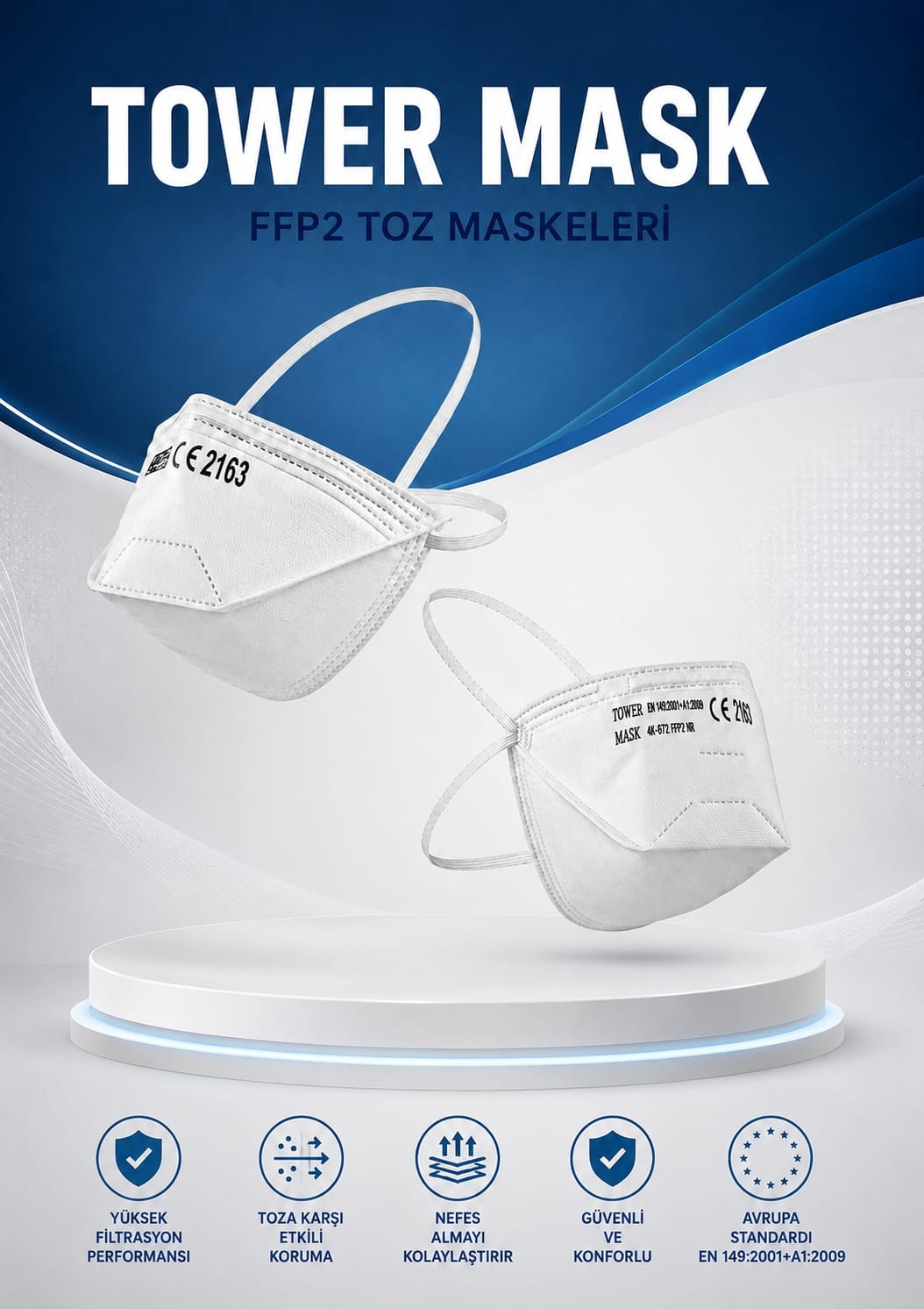 Tower Mask FFP2 Ventilsiz Toz Maskesi